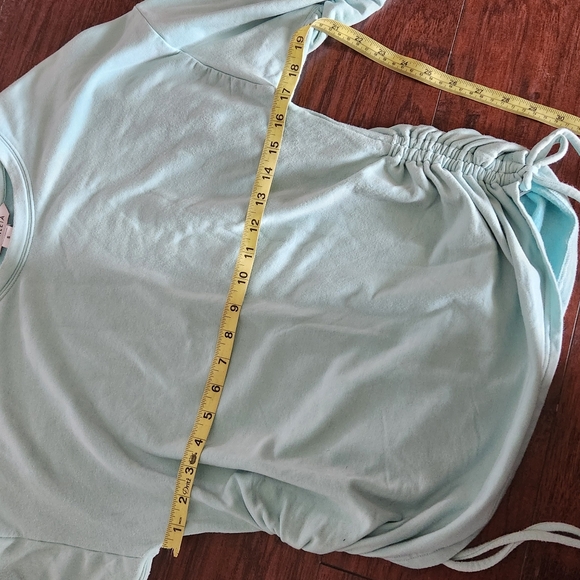 Athleta Lombard Ruched Sweatshirt Light Turquoise Crewneck - Picture 8 of 8